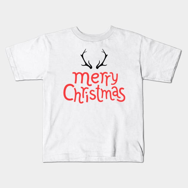 Merry Christmas deer antlers Kids T-Shirt by O.M design